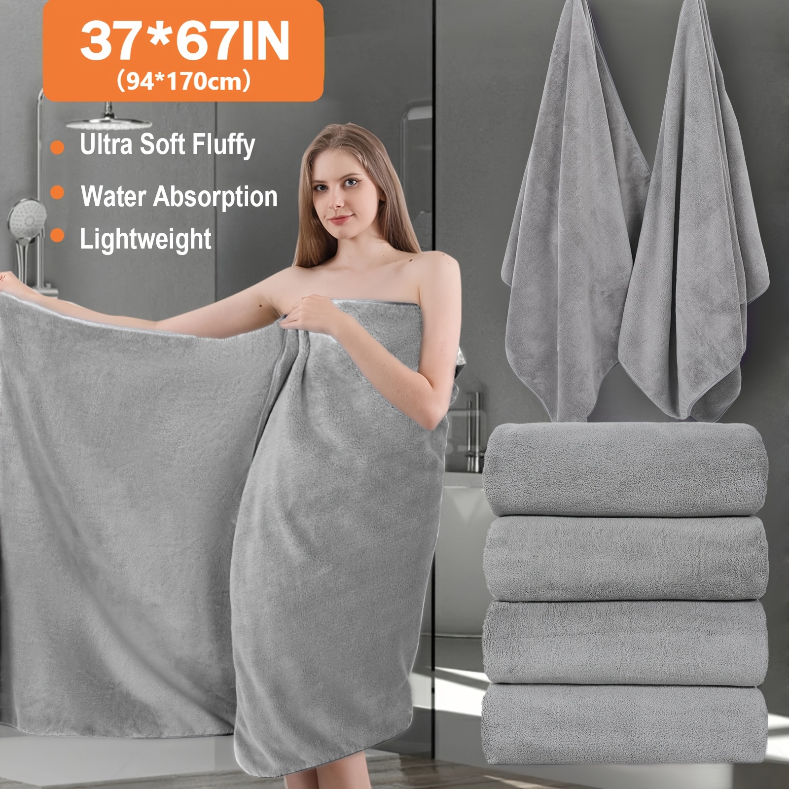 2/4pcs, Extra Large Bath Towel - Beach Towel Large บทวิจารณ์และราคา