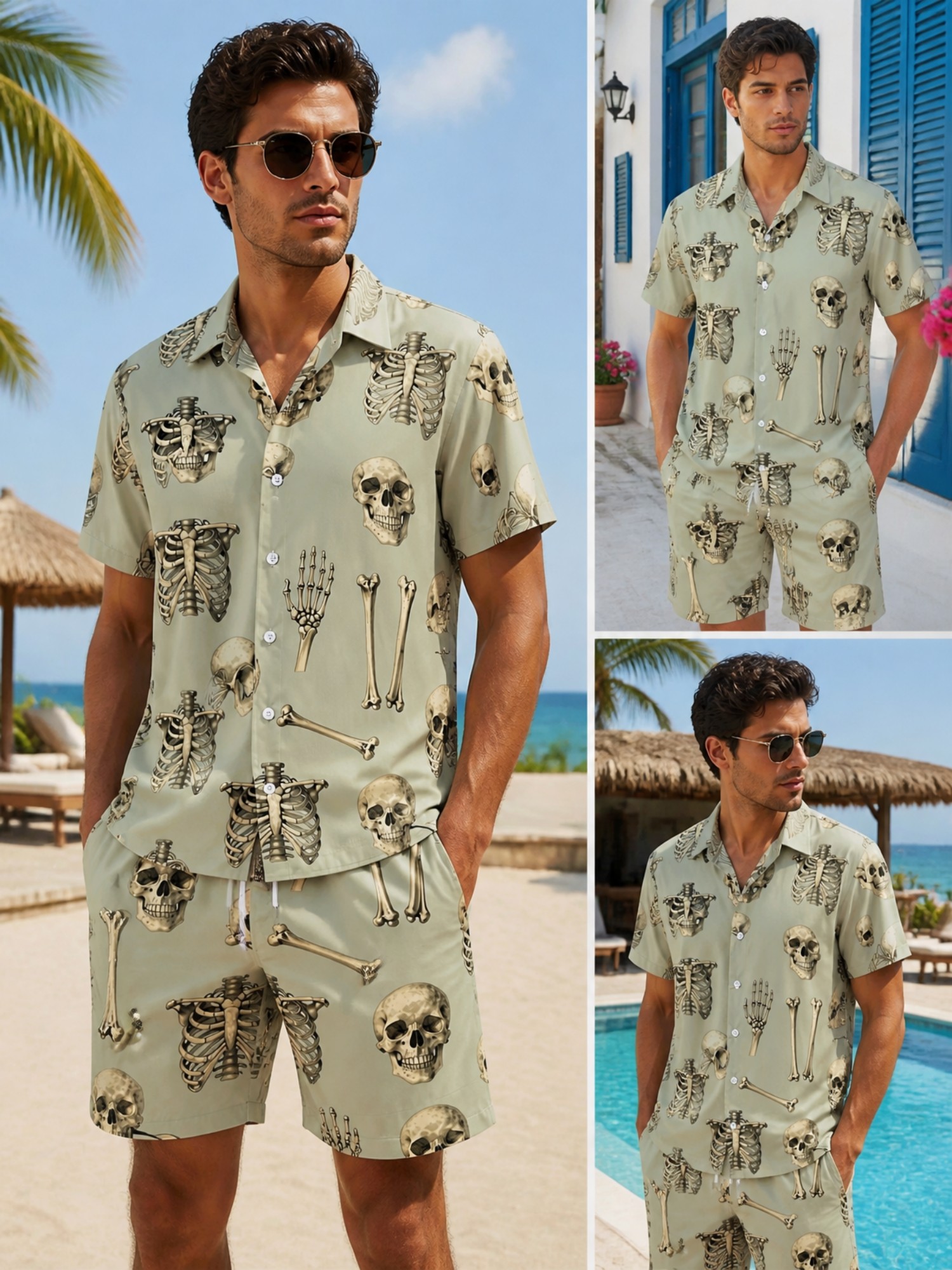 Mens Floral Short Sleeve Shirt - Resort Shirt Floral บทวิจารณ์และราคา