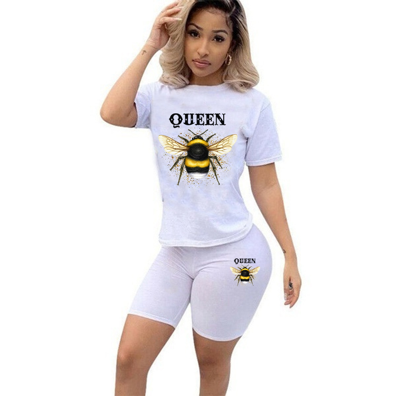 Women Two Piece Set Summer Sho - Tee Graphic Print บทวิจารณ์และราคา