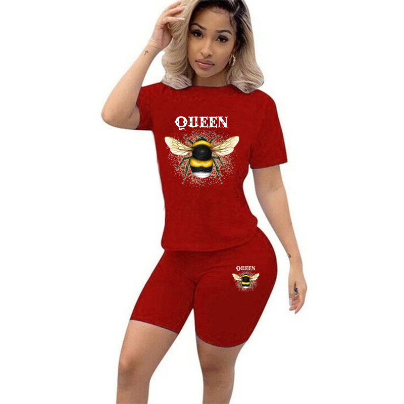 Women Two Piece Set Summer Sho - Tee Graphic Print บทวิจารณ์และราคา