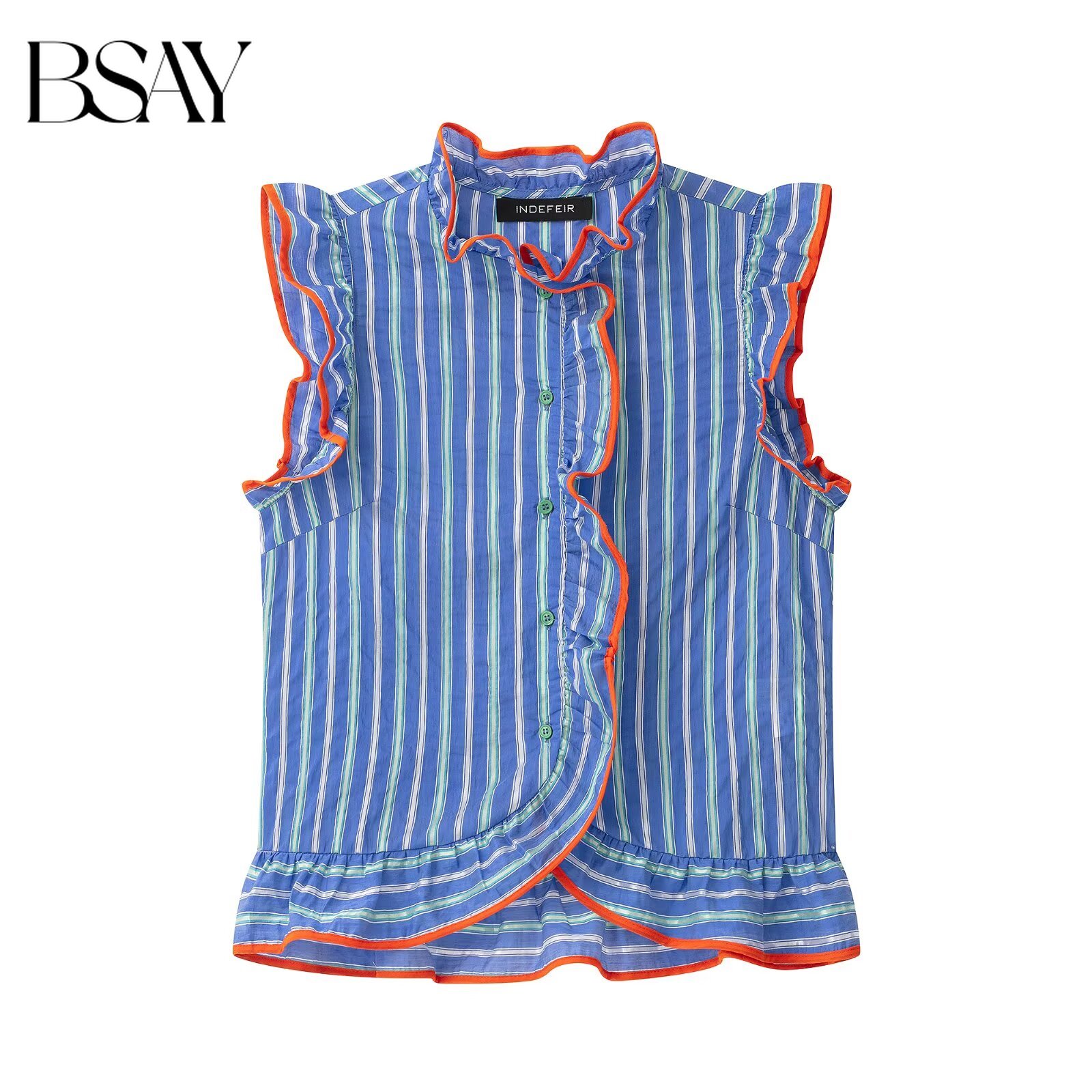 BSAY Women Colorful Striped Sl - Shirt Camp Collar บทวิจารณ์และราคา