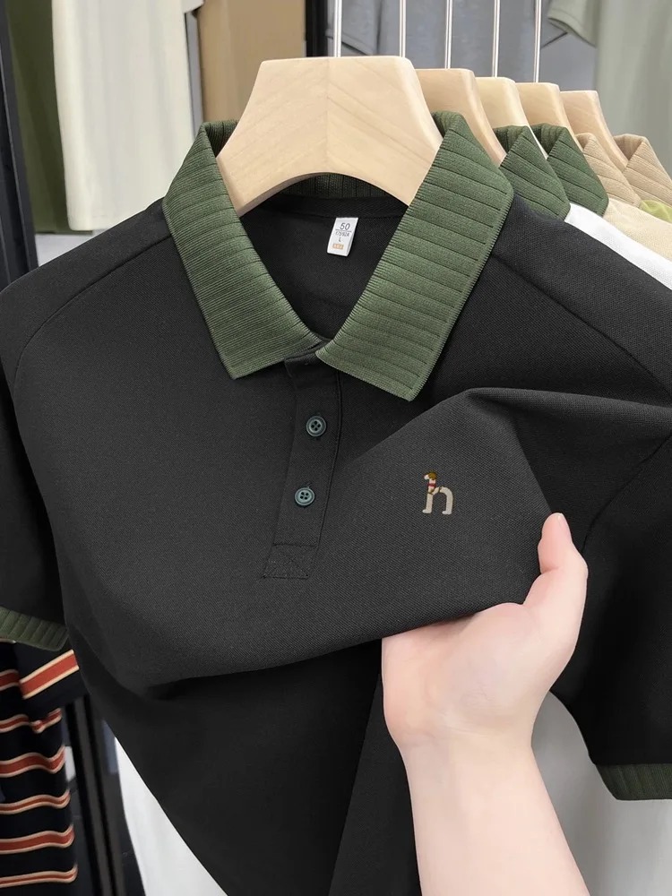 Luxury brand men's short sleev - Polo Shirt Pique บทวิจารณ์และราคา