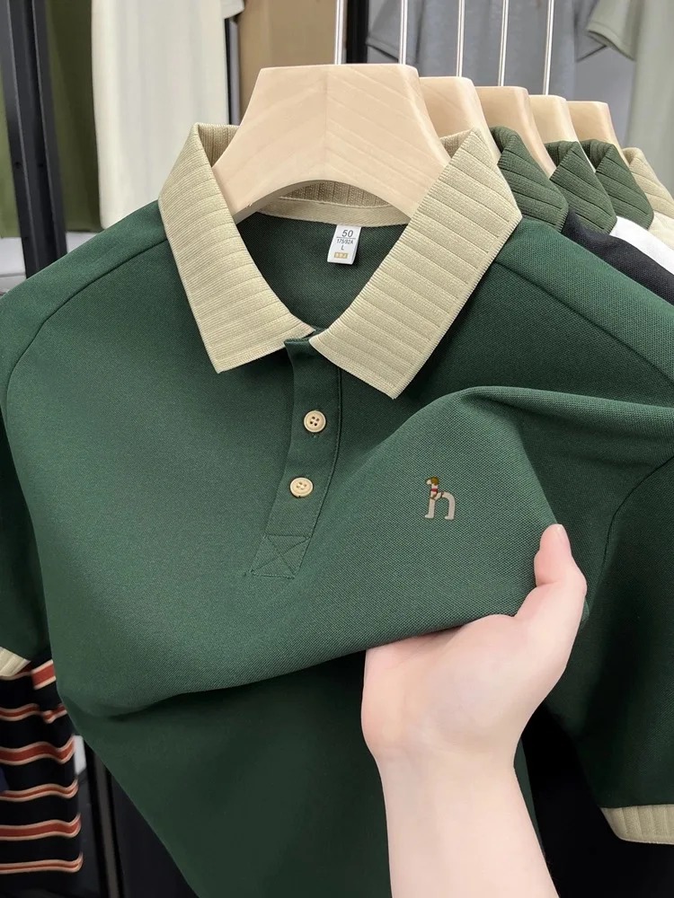 Luxury brand men's short sleev - Polo Shirt Pique บทวิจารณ์และราคา