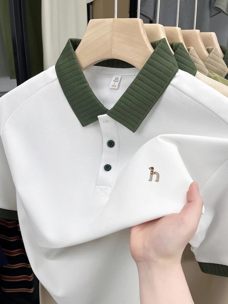 Luxury brand men's short sleev - Polo Shirt Pique บทวิจารณ์และราคา