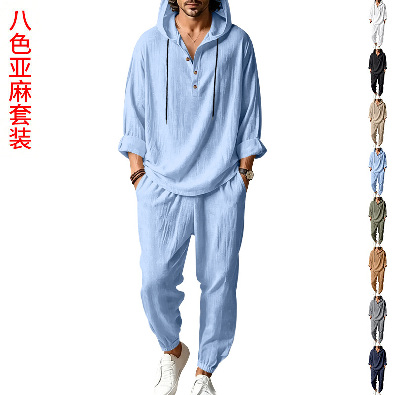 Men's Summer Linen 2 Piece Set - Short Linen Drawstring บทวิจารณ์และราคา
