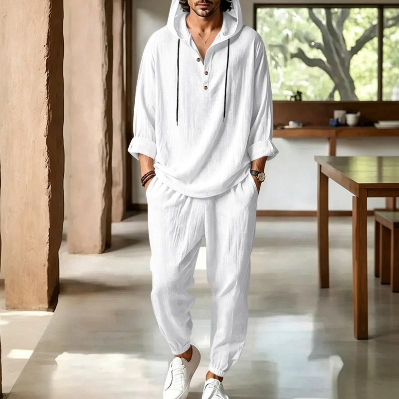 Men's Summer Linen 2 Piece Set - Short Linen Drawstring บทวิจารณ์และราคา