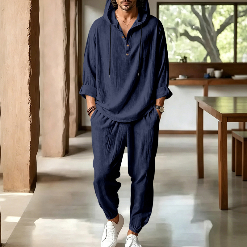 Men's Summer Linen 2 Piece Set - Short Linen Drawstring บทวิจารณ์และราคา