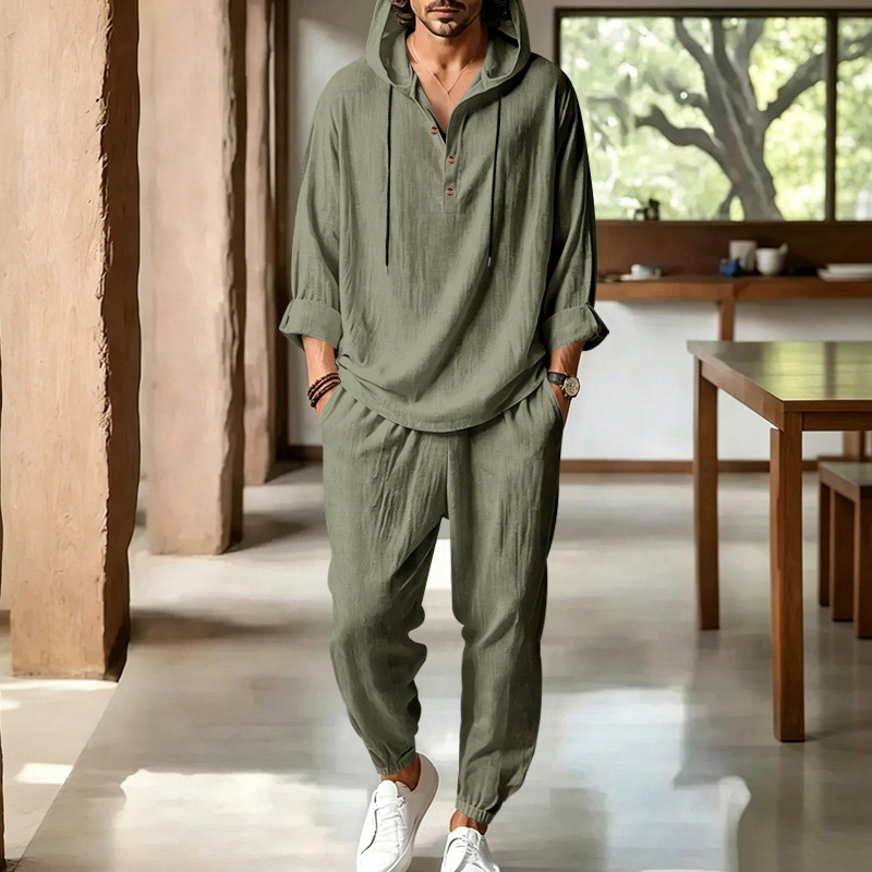 Men's Summer Linen 2 Piece Set - Short Linen Drawstring บทวิจารณ์และราคา