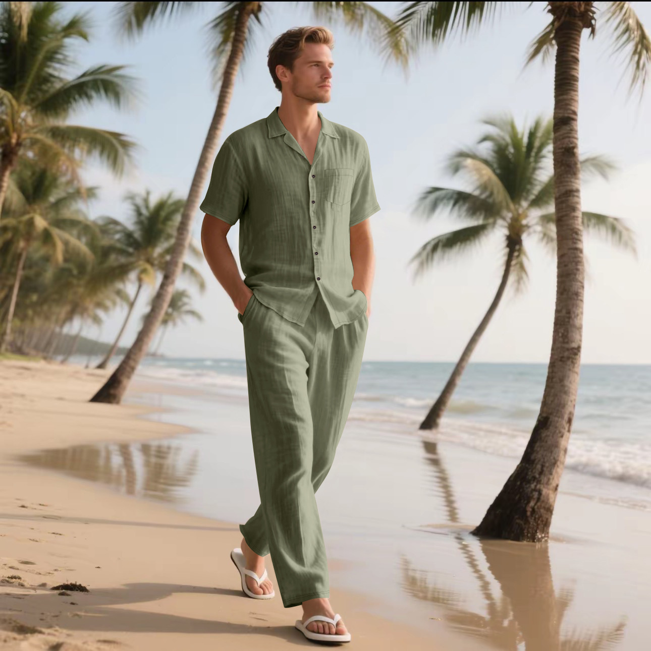 Summer Men's New Linen Casual  - Short Linen Drawstring บทวิจารณ์และราคา