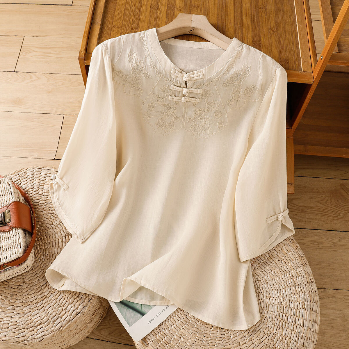 Chinese Style Round Collar But - Shirt Camp Collar บทวิจารณ์และราคา