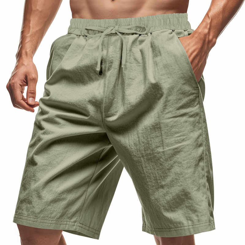 2026 New Men Cotton Linen Beac - Short Linen Drawstring บทวิจารณ์และราคา