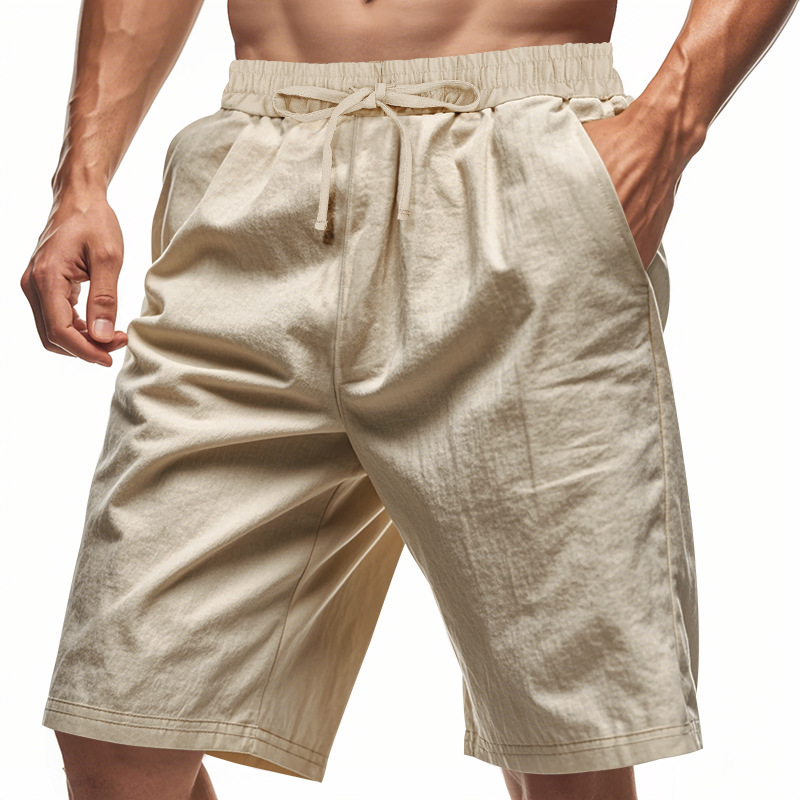 2026 New Men Cotton Linen Beac - Short Linen Drawstring บทวิจารณ์และราคา