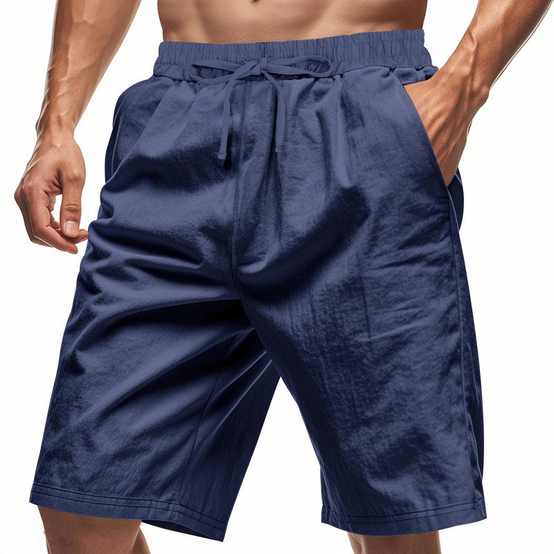 2026 New Men Cotton Linen Beac - Short Linen Drawstring บทวิจารณ์และราคา