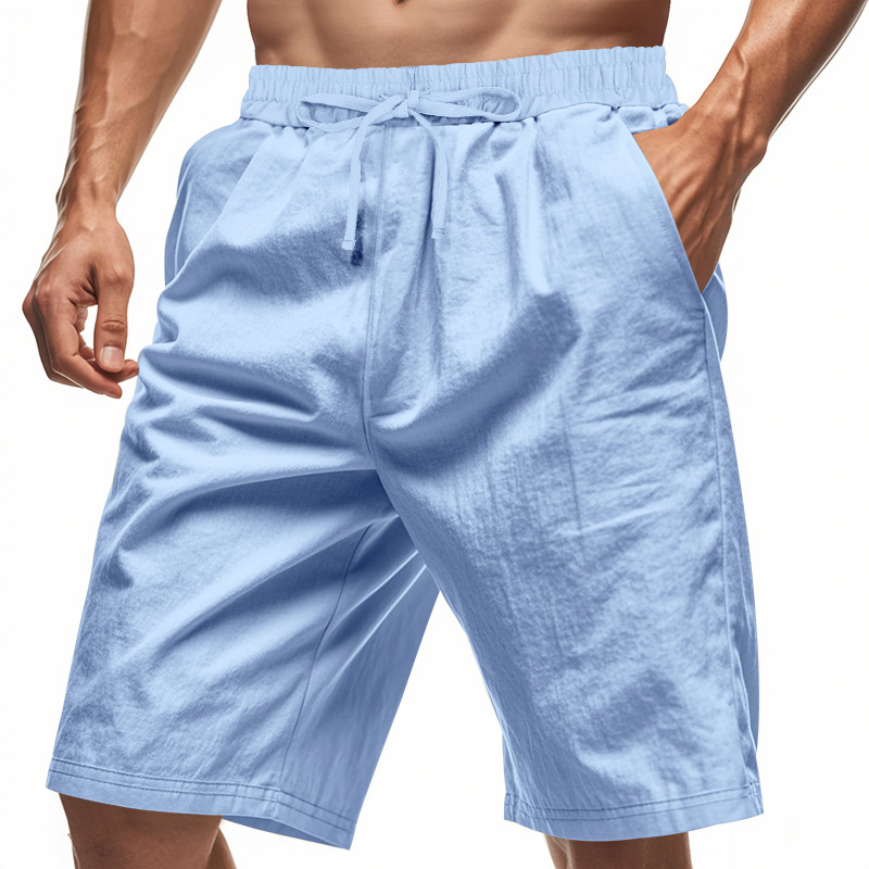2026 New Men Cotton Linen Beac - Short Linen Drawstring บทวิจารณ์และราคา