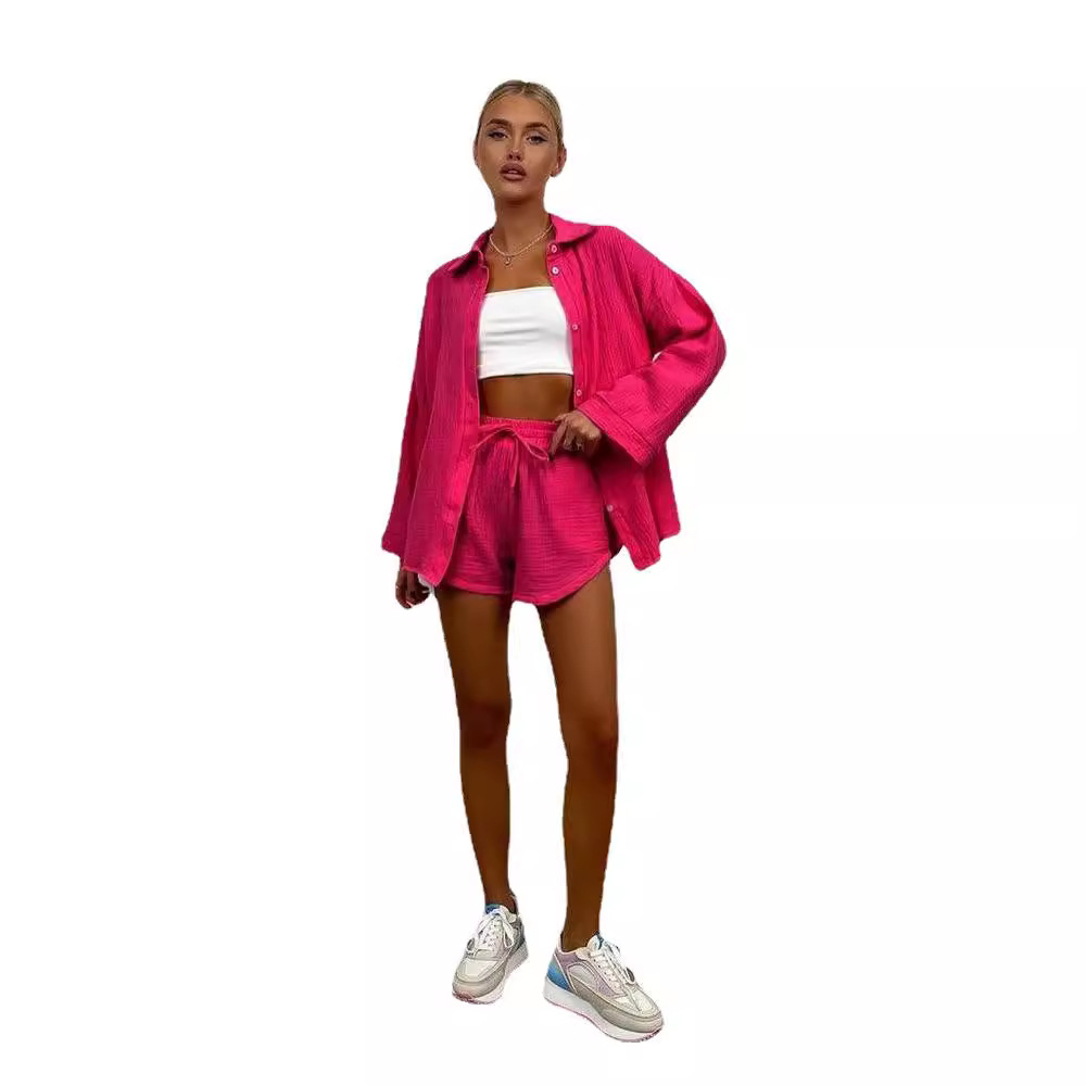 Three Piece Short Sets Women S - Short Linen Drawstring บทวิจารณ์และราคา