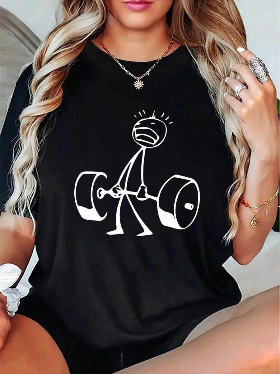 Oversized Funny Workout Graphi - Tee Graphic Print บทวิจารณ์และราคา