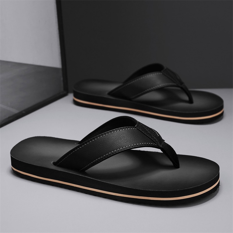 Men's Vintage Washed Faux Leat - Flip Flop Leather Men บทวิจารณ์และราคา