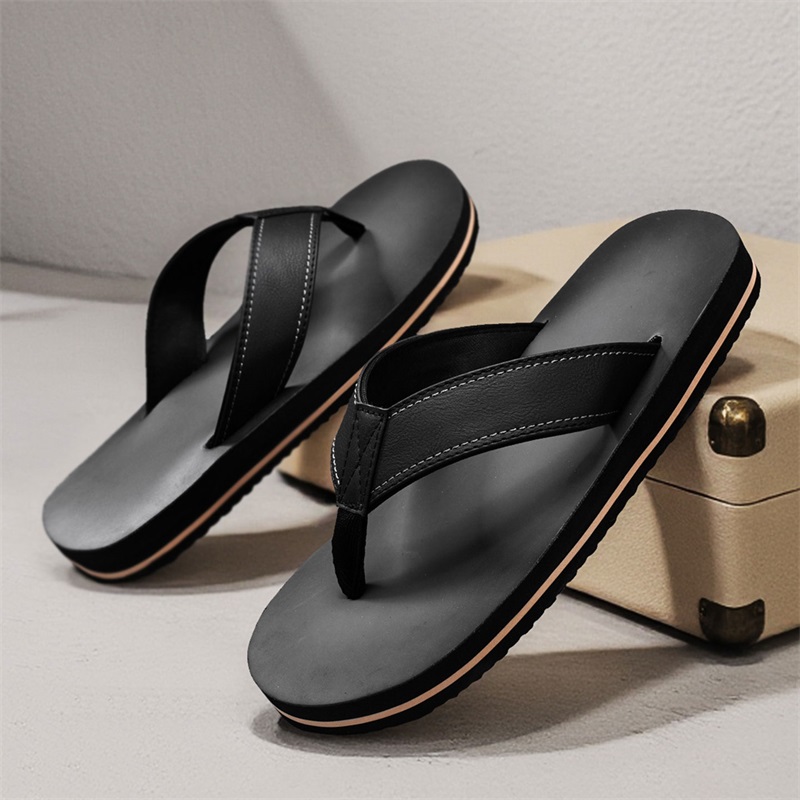 Men's Vintage Washed Faux Leat - Flip Flop Leather Men บทวิจารณ์และราคา