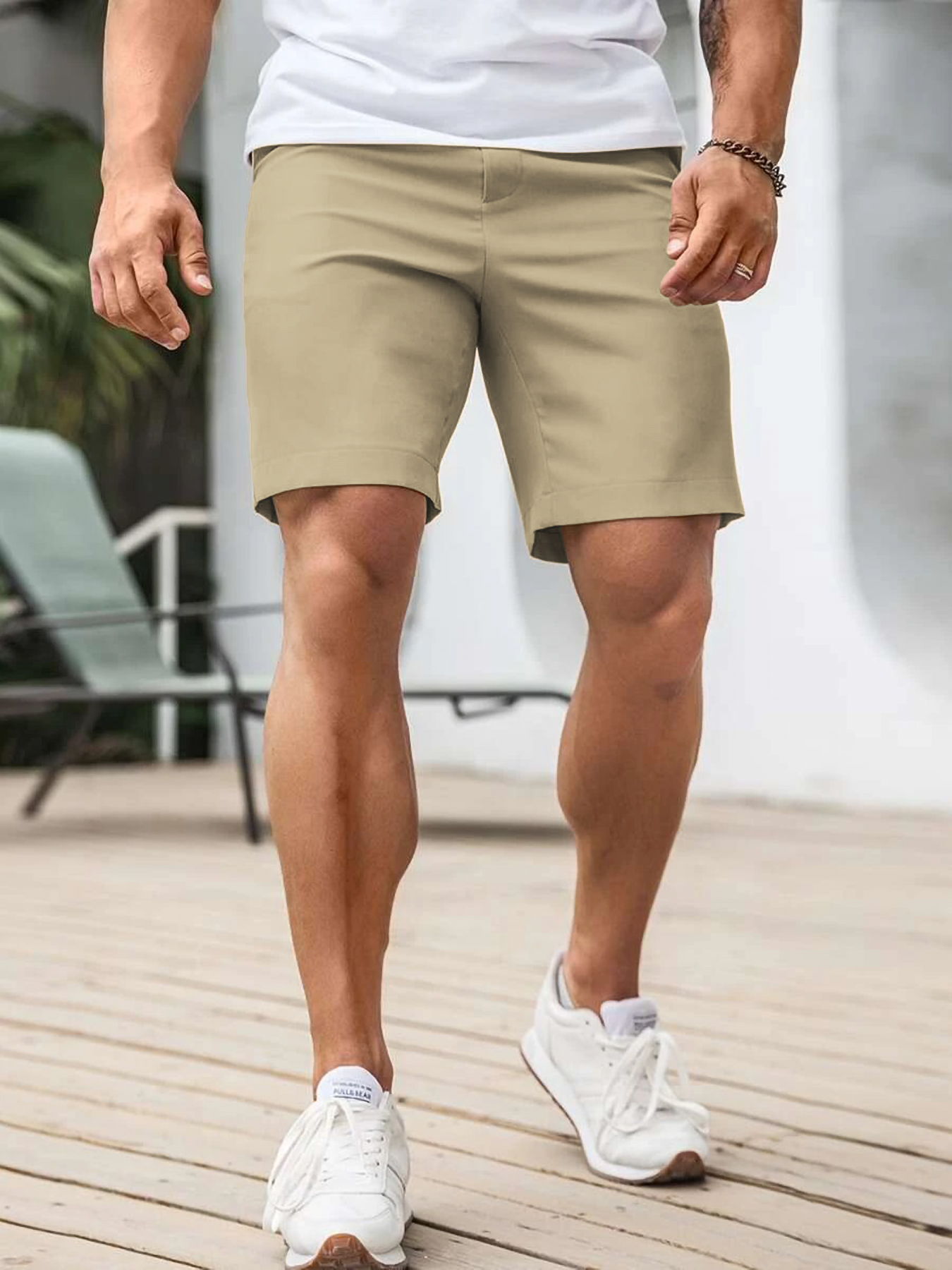 Men's Contrast Trim Chino Shor - Shorts Chino Slim บทวิจารณ์และราคา