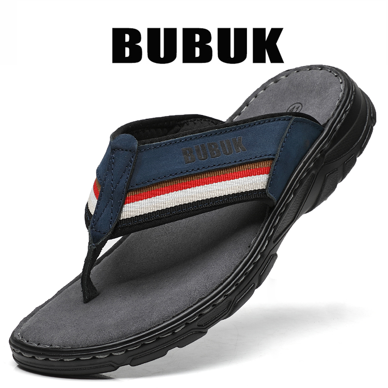 Bubuk Men's First-Layer Cowhid - Flip Flop Leather Men บทวิจารณ์และราคา