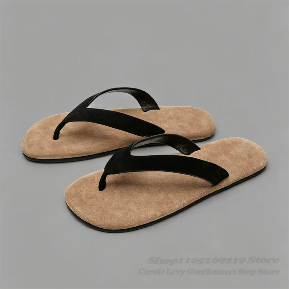 Vintage Style Cow Suede Clip O - Flip Flop Leather Men บทวิจารณ์และราคา