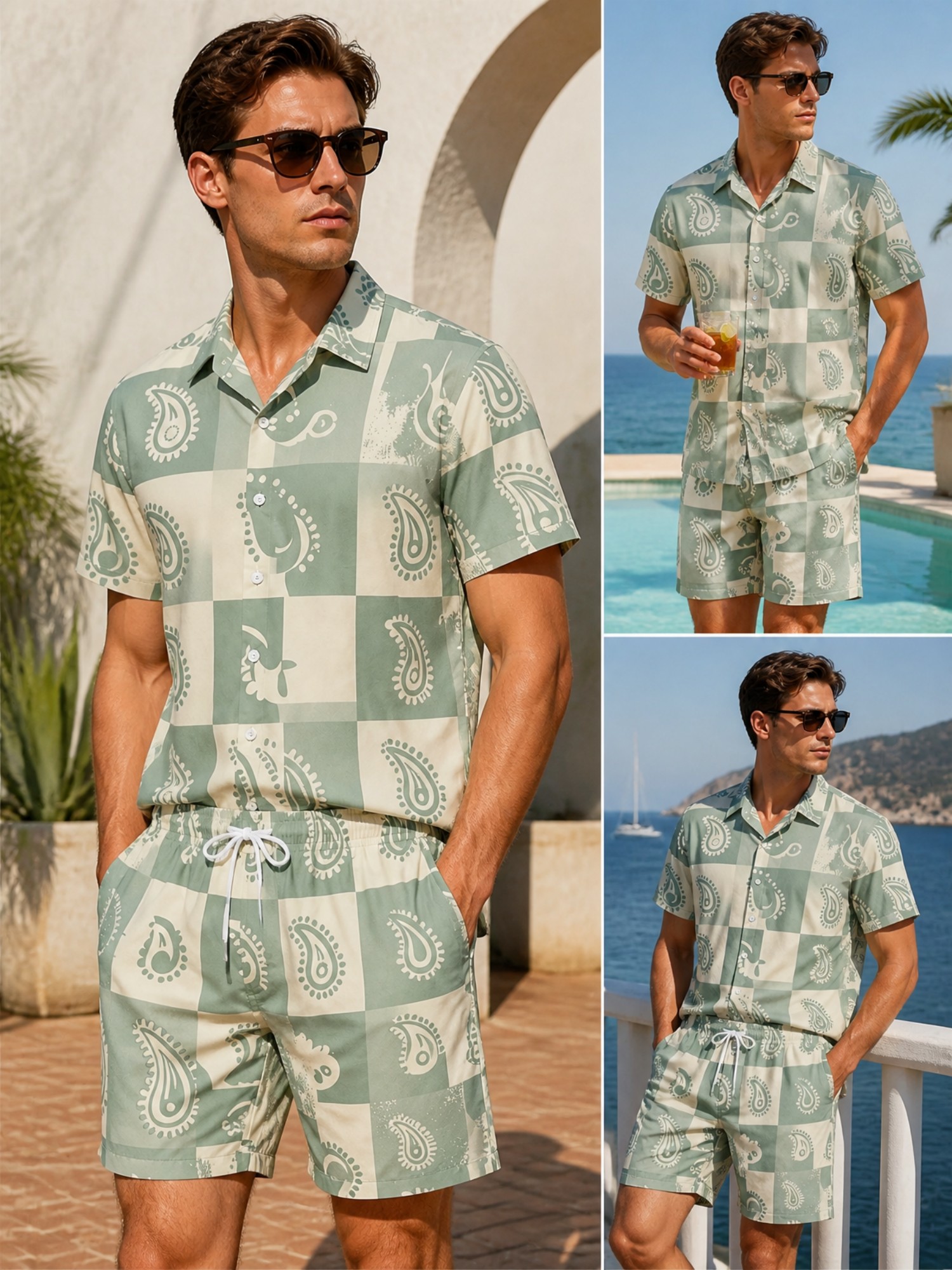 Mens Floral Short Sleeve Shirt - Resort Shirt Floral บทวิจารณ์และราคา