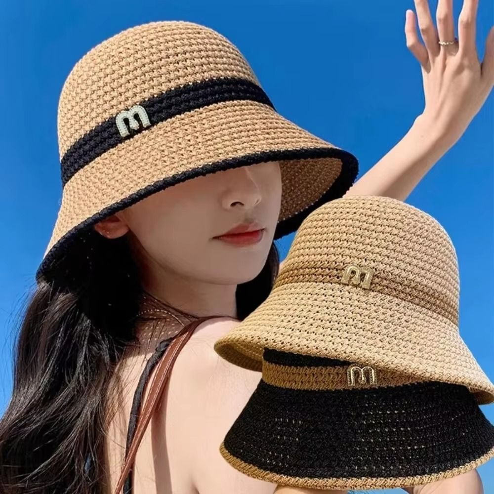 Fashion Elegant Bow Fisherman  - Bucket Hat Straw บทวิจารณ์และราคา