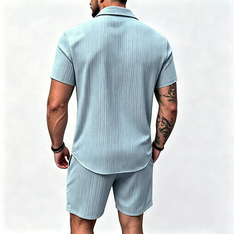 2026 New Men Vertical Wrinkle  - Shirt Camp Collar บทวิจารณ์และราคา