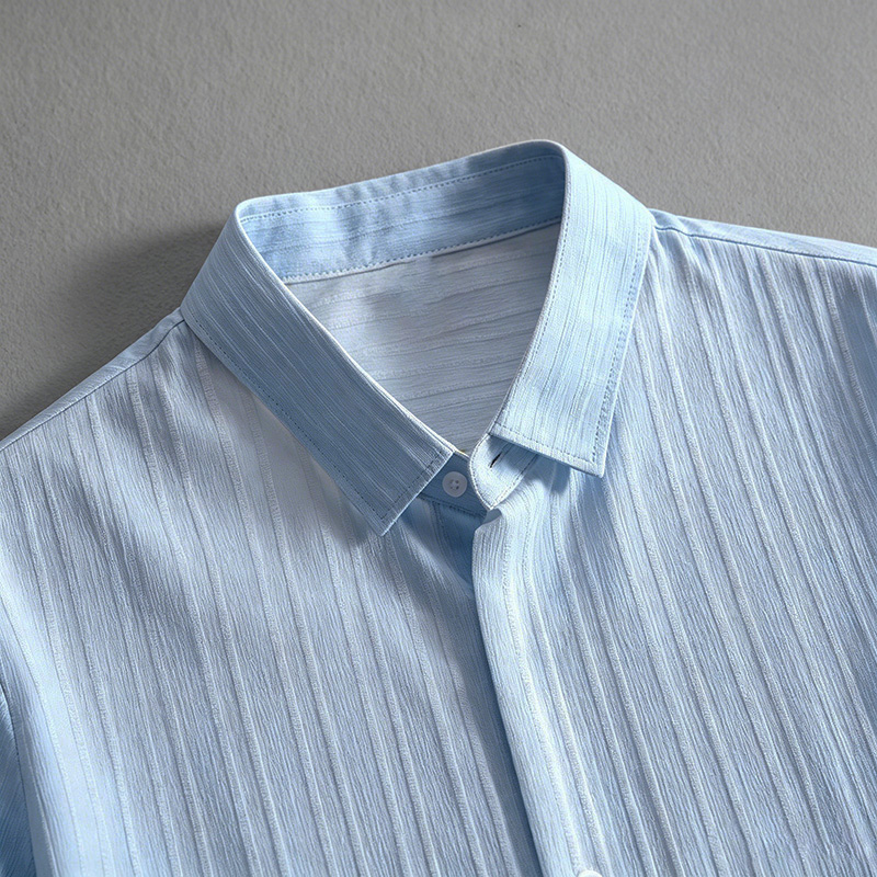 2026 New Men Vertical Wrinkle  - Shirt Camp Collar บทวิจารณ์และราคา