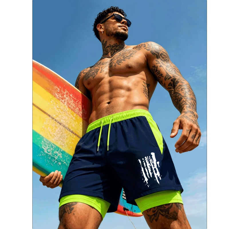 Men'S Two-In-One Double Layer  - Trunks Board Surf บทวิจารณ์และราคา