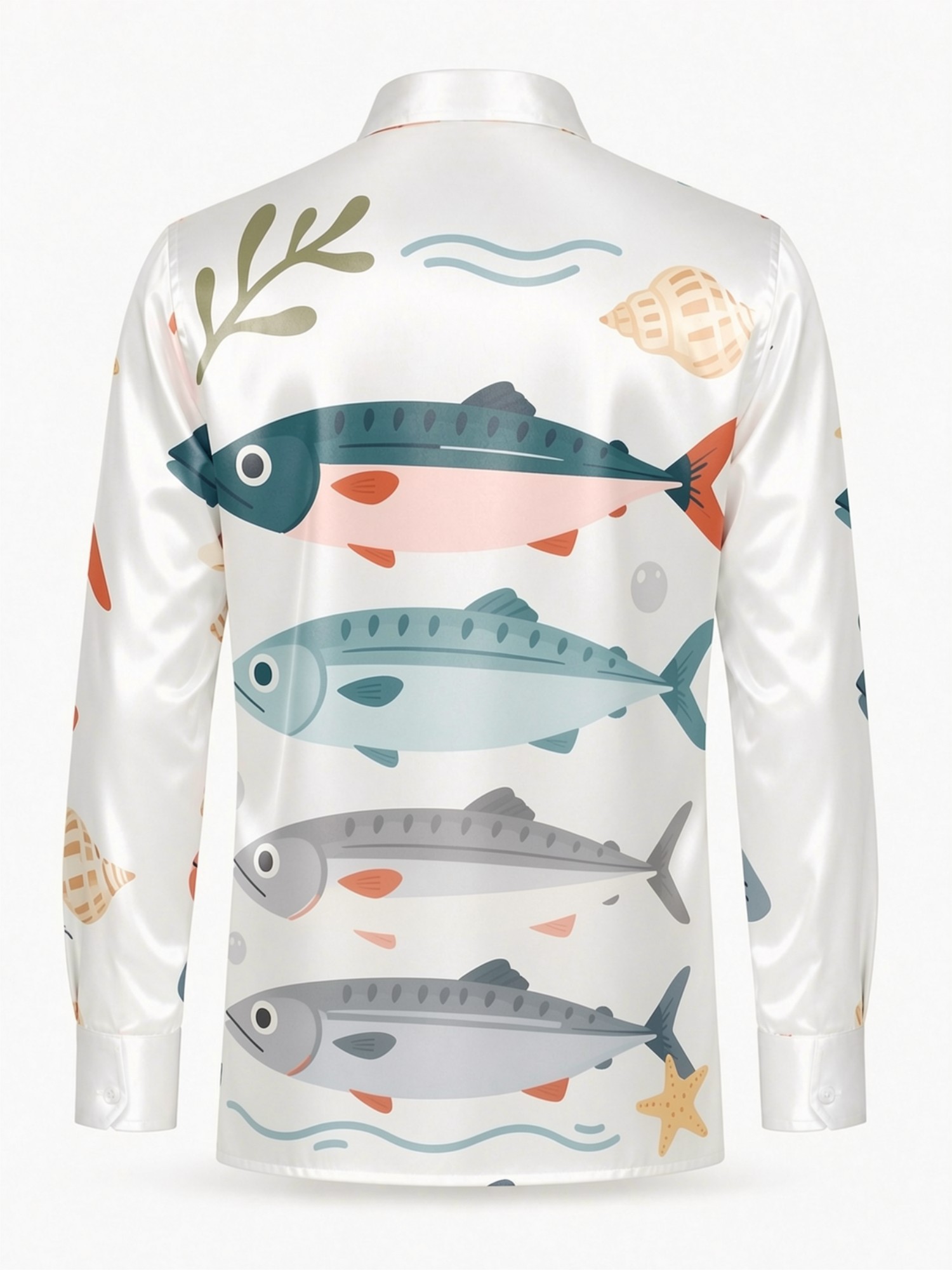 Mens Luxury Satin Long Sleeve  - Resort Shirt Floral บทวิจารณ์และราคา