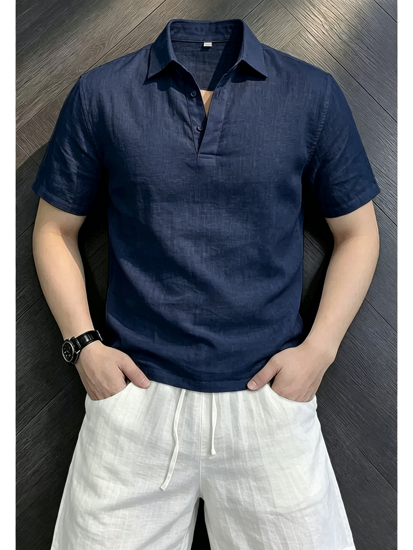 White Linen Short Sleeve  Shir - Linen Shirt Breathable บทวิจารณ์และราคา