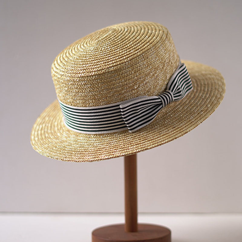 Wide Brim Boater Hats Flat Top - Bucket Hat Straw บทวิจารณ์และราคา