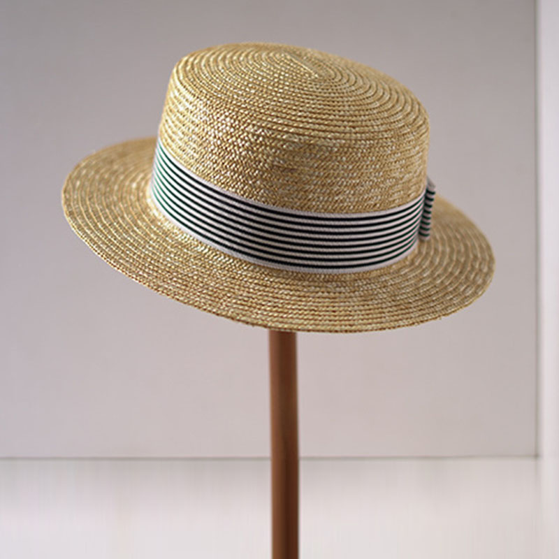 Wide Brim Boater Hats Flat Top - Bucket Hat Straw บทวิจารณ์และราคา