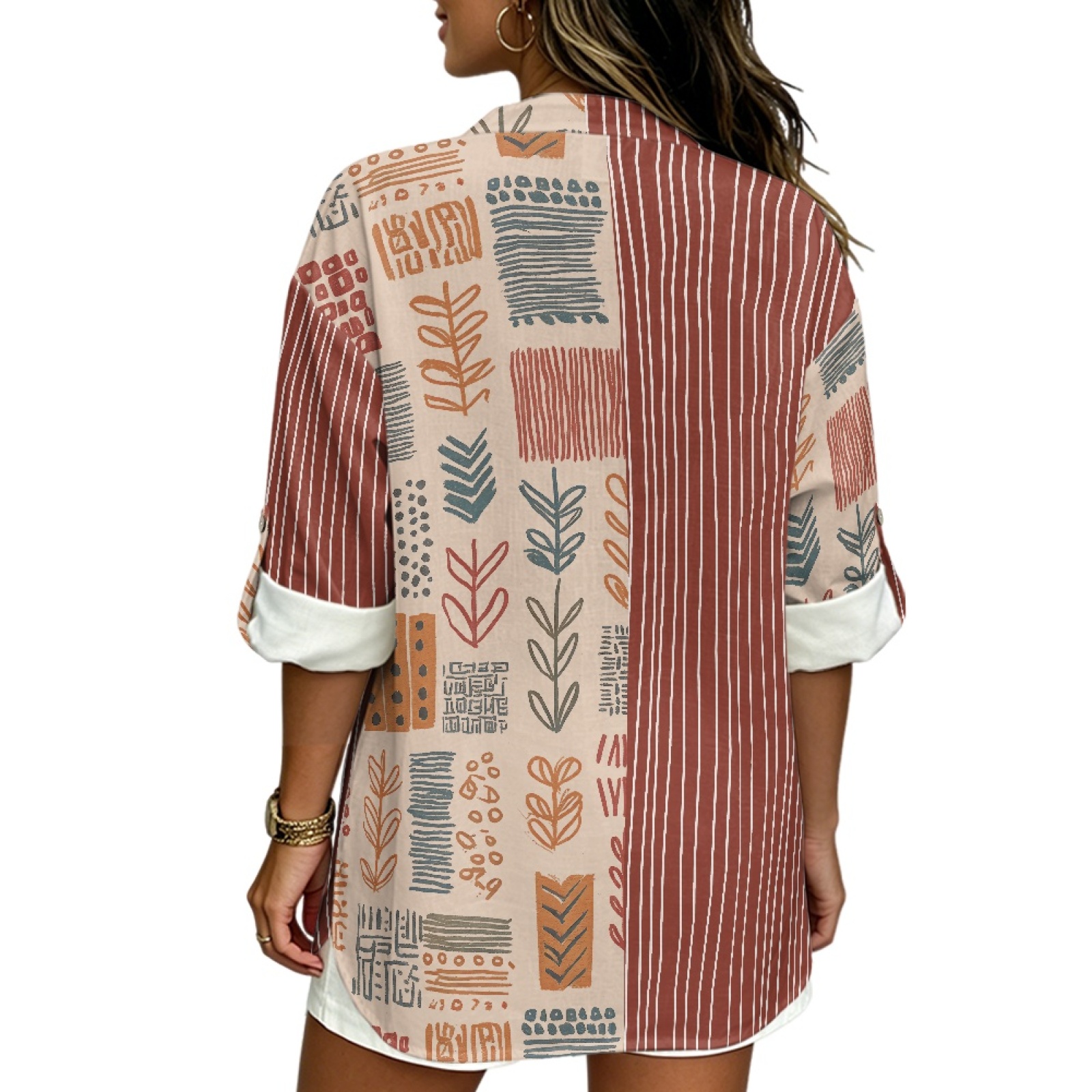 INSTANTARTS Women'S Linen V-Ne - Linen Shirt Breathable บทวิจารณ์และราคา