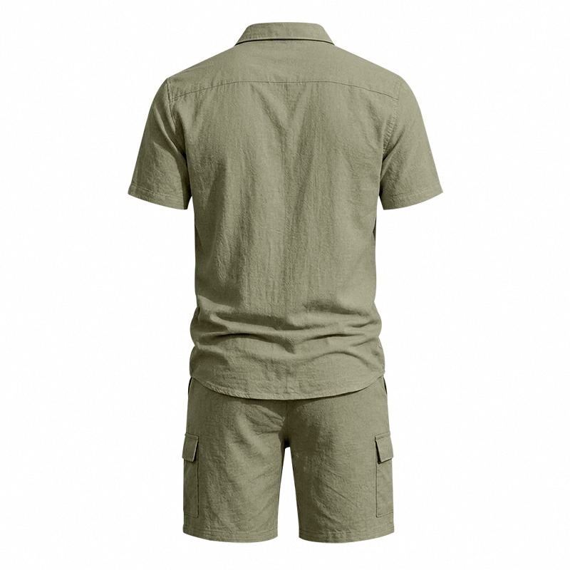 Men Summer American Linen Two  - Linen Shirt Breathable บทวิจารณ์และราคา