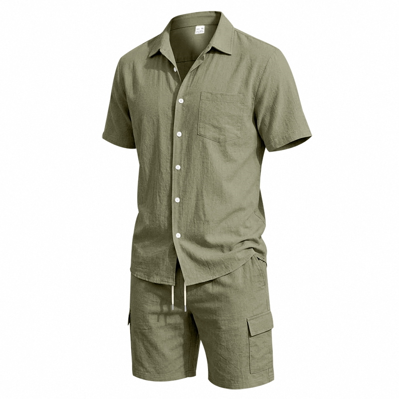 Men Summer American Linen Two  - Linen Shirt Breathable บทวิจารณ์และราคา