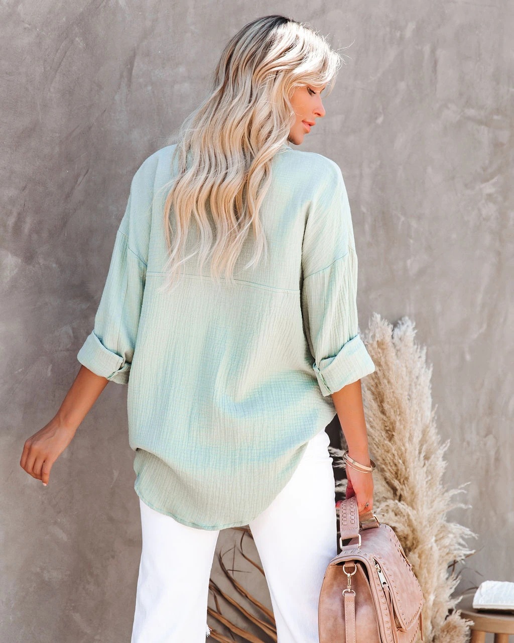 Women's Long Sleeve Collared B - Shirt Camp Collar บทวิจารณ์และราคา