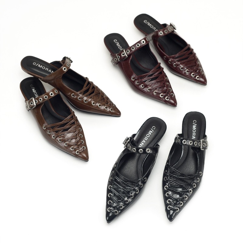 Pointed Toe Lace Up Women Slip - Casual Sandal Leather บทวิจารณ์และราคา