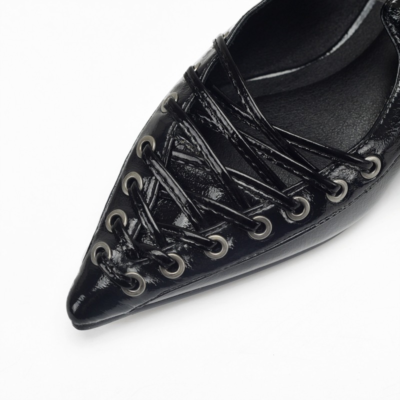 Pointed Toe Lace Up Women Slip - Casual Sandal Leather บทวิจารณ์และราคา
